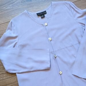 August Silk Lavender Blouse with Button Detail